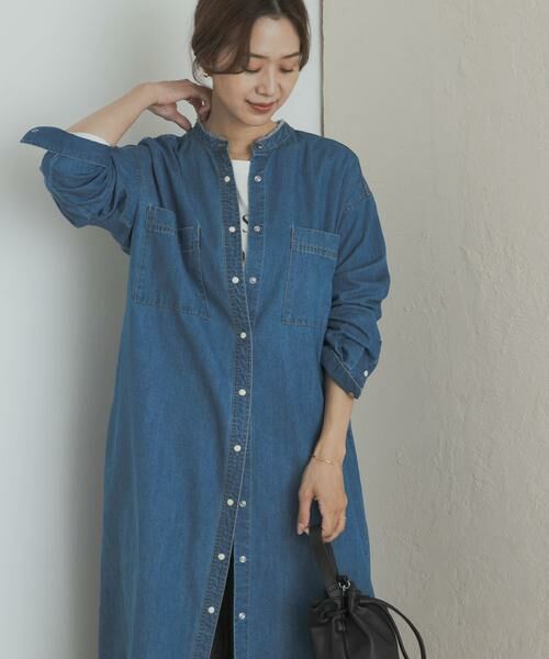 URBAN RESEARCH DOORS / アーバンリサーチ ドアーズ ワンピース | デニムバンドカラーワンピース | 詳細1