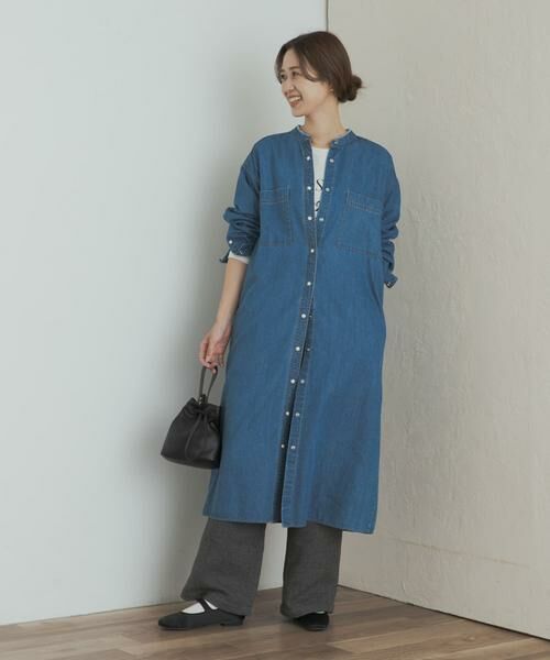 URBAN RESEARCH DOORS / アーバンリサーチ ドアーズ ワンピース | デニムバンドカラーワンピース | 詳細7
