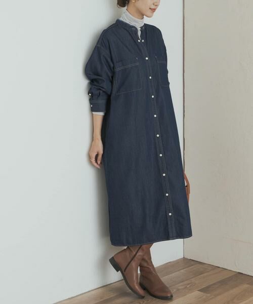 URBAN RESEARCH DOORS / アーバンリサーチ ドアーズ ワンピース | デニムバンドカラーワンピース | 詳細13