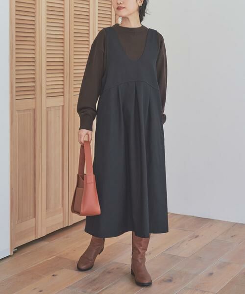 URBAN RESEARCH DOORS / アーバンリサーチ ドアーズ ワンピース | 深Uネック切替ジャンパースカート | 詳細4