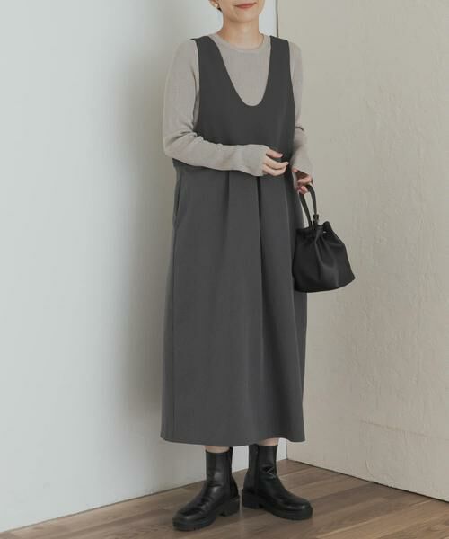 URBAN RESEARCH DOORS / アーバンリサーチ ドアーズ ワンピース | 深Uネック切替ジャンパースカート | 詳細12