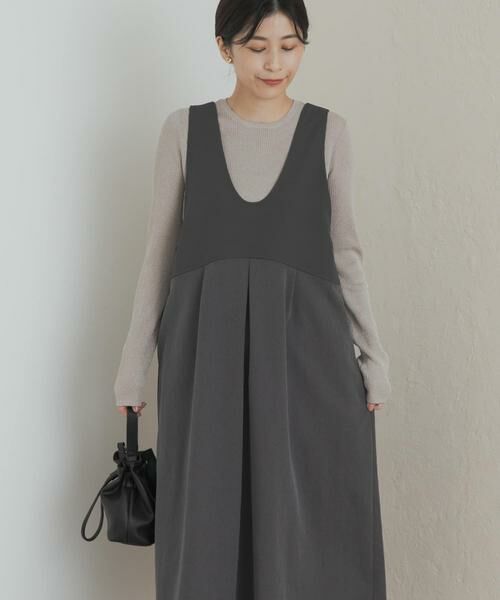 URBAN RESEARCH DOORS / アーバンリサーチ ドアーズ ワンピース | 深Uネック切替ジャンパースカート | 詳細14