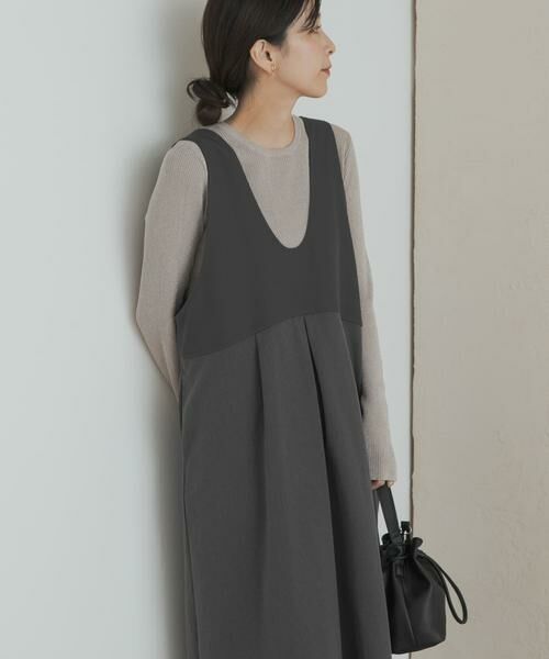 URBAN RESEARCH DOORS / アーバンリサーチ ドアーズ ワンピース | 深Uネック切替ジャンパースカート | 詳細15