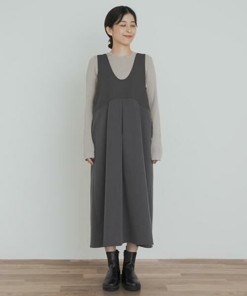 URBAN RESEARCH DOORS / アーバンリサーチ ドアーズ ワンピース | 深Uネック切替ジャンパースカート | 詳細17