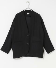 美品MACPHEE チェックスパーク クルーネックジャケットノーカラージャケット セール】 チェックスパーク クルーネックジャケット （ノー