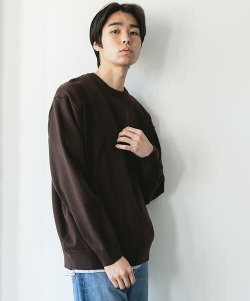 URBAN RESEARCH DOORS / アーバンリサーチ ドアーズ ニット・セーター | 『仁村紗和さん着用』『UR TECH 200日ニット』クルーネック(ブラウン)