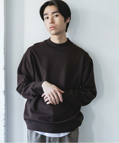 URBAN RESEARCH DOORS / アーバンリサーチ ドアーズ ニット・セーター | 『仁村紗和さん着用』『UR TECH 200日ニット』 モックネック(ブラウン)