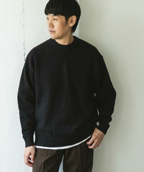 URBAN RESEARCH DOORS/アーバンリサーチ ドアーズ AIR FIT クルーネックニット ブラック L
