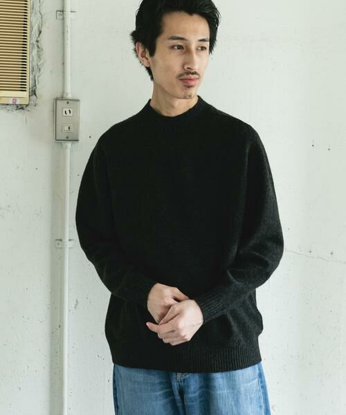 URBAN RESEARCH DOORS/アーバンリサーチ ドアーズ ウール混もちもちハイネックニット チャコールグレー L