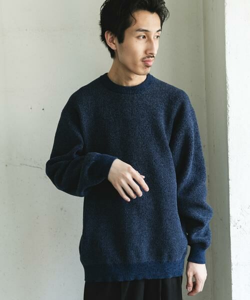 URBAN RESEARCH DOORS / アーバンリサーチ ドアーズ ニット・セーター | ジャガードモールニットプルオーバー(ブルー)