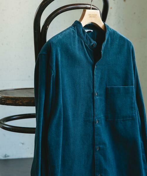 URBAN RESEARCH DOORS/アーバンリサーチ ドアーズ 『UR TECH』コーデュロイバンドカラーシャツ グリーン系その他 L