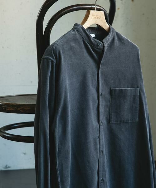 URBAN RESEARCH DOORS/アーバンリサーチ ドアーズ 『UR TECH』コーデュロイバンドカラーシャツ チャコールグレー M