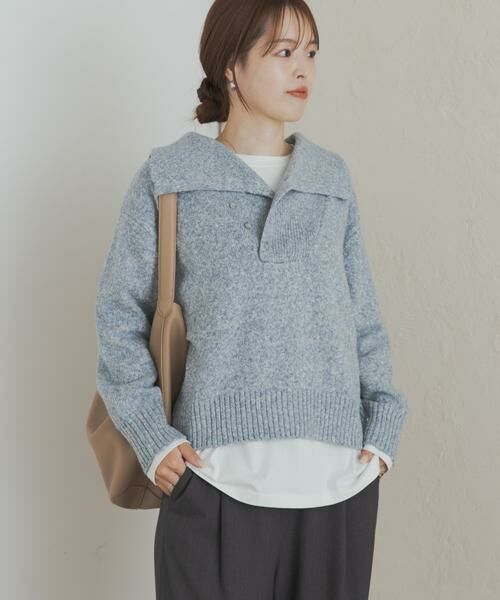 URBAN RESEARCH DOORS / アーバンリサーチ ドアーズ ニット・セーター | 変形カラーニットプルオーバー | 詳細1