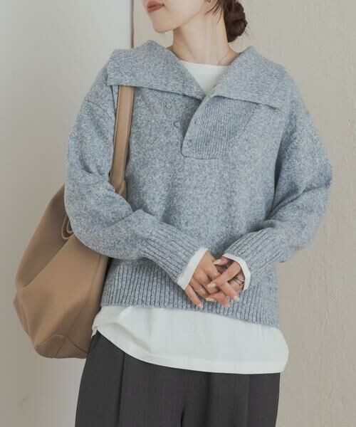 URBAN RESEARCH DOORS / アーバンリサーチ ドアーズ ニット・セーター | 変形カラーニットプルオーバー | 詳細3