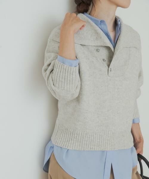 URBAN RESEARCH DOORS / アーバンリサーチ ドアーズ ニット・セーター | 変形カラーニットプルオーバー | 詳細10
