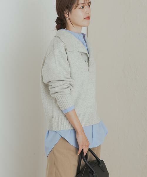 URBAN RESEARCH DOORS / アーバンリサーチ ドアーズ ニット・セーター | 変形カラーニットプルオーバー | 詳細11