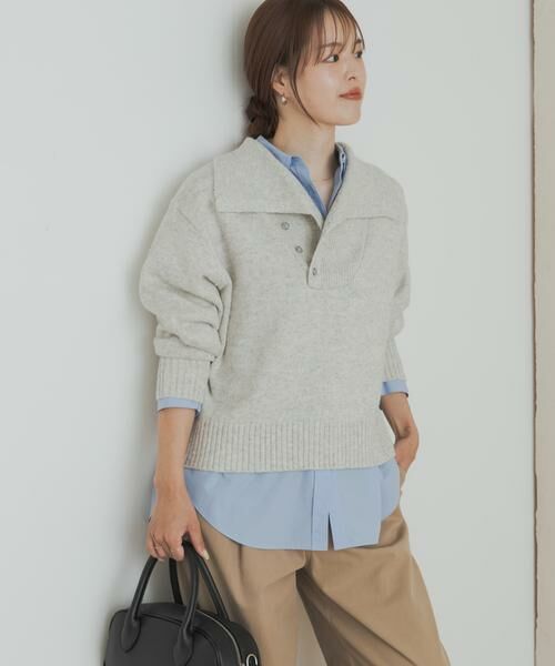 URBAN RESEARCH DOORS / アーバンリサーチ ドアーズ ニット・セーター | 変形カラーニットプルオーバー | 詳細13