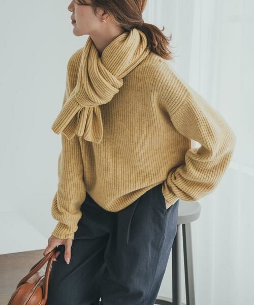 URBAN RESEARCH DOORS/アーバンリサーチ ドアーズ ハミルトンウール畦ボートネックプルオ-バー イエロー M