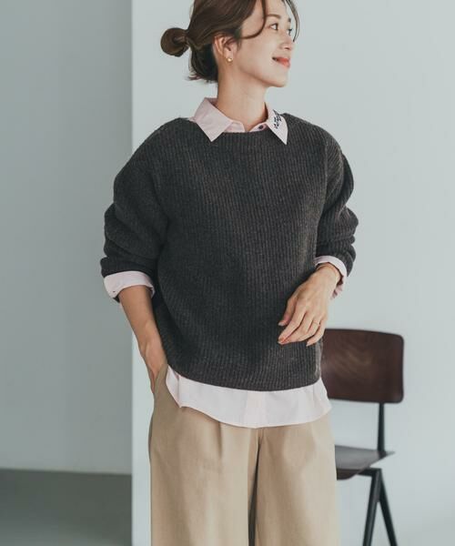 URBAN RESEARCH DOORS / アーバンリサーチ ドアーズ ニット・セーター | ハミルトンウール畦ボートネックプルオーバー | 詳細12