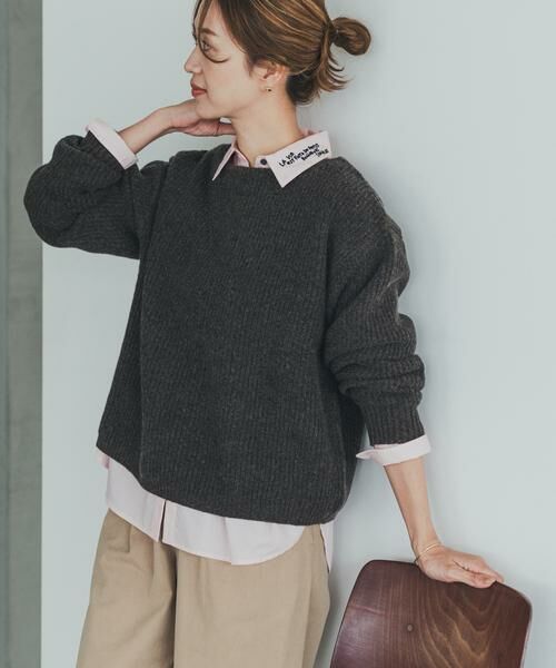 URBAN RESEARCH DOORS/アーバンリサーチ ドアーズ ハミルトンウール畦ボートネックプルオ-バー ブラウン系その他 M