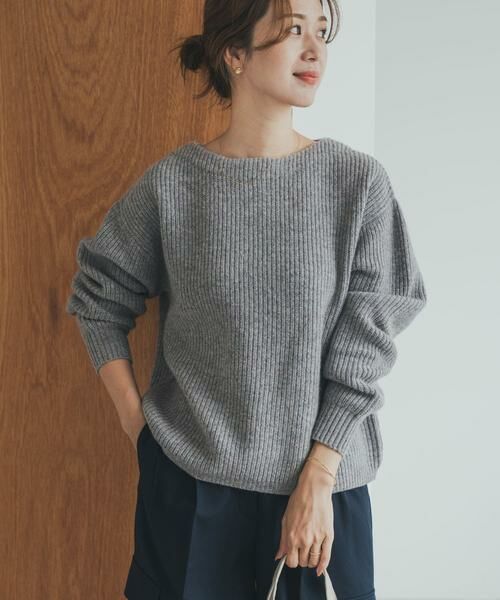 URBAN RESEARCH DOORS/アーバンリサーチ ドアーズ ハミルトンウール畦ボートネックプルオ-バー グレー系その他 M