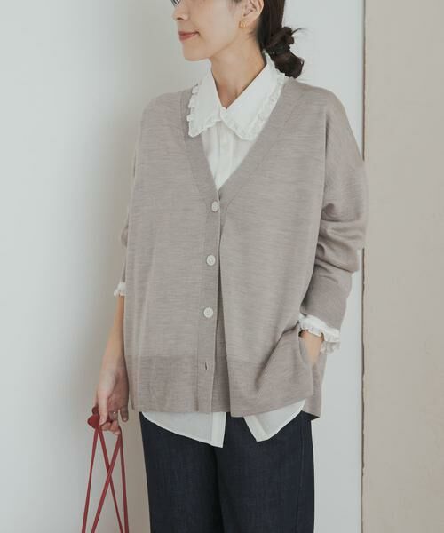 URBAN RESEARCH DOORS / アーバンリサーチ ドアーズ カーディガン・ボレロ | ウォッシャブルウールVネックワイドカーディガン | 詳細10