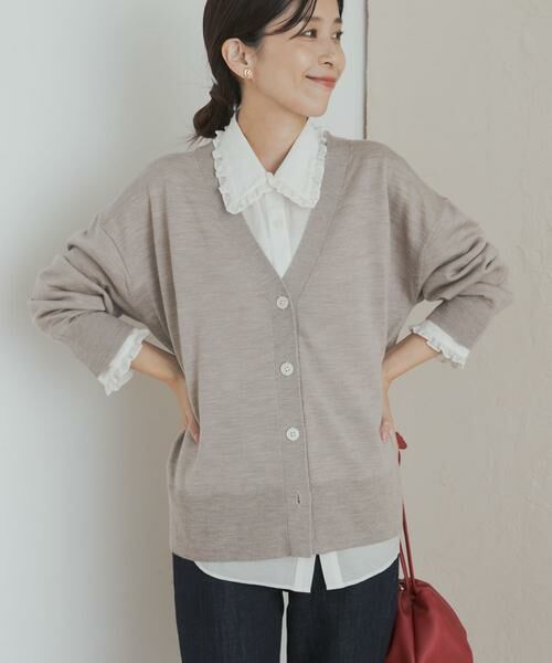 URBAN RESEARCH DOORS / アーバンリサーチ ドアーズ カーディガン・ボレロ | ウォッシャブルウールVネックワイドカーディガン | 詳細13