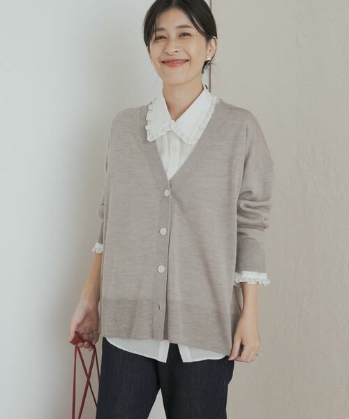 URBAN RESEARCH DOORS / アーバンリサーチ ドアーズ カーディガン・ボレロ | ウォッシャブルウールVネックワイドカーディガン | 詳細14