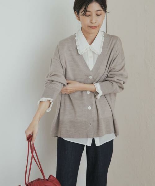 URBAN RESEARCH DOORS / アーバンリサーチ ドアーズ カーディガン・ボレロ | ウォッシャブルウールVネックワイドカーディガン | 詳細15