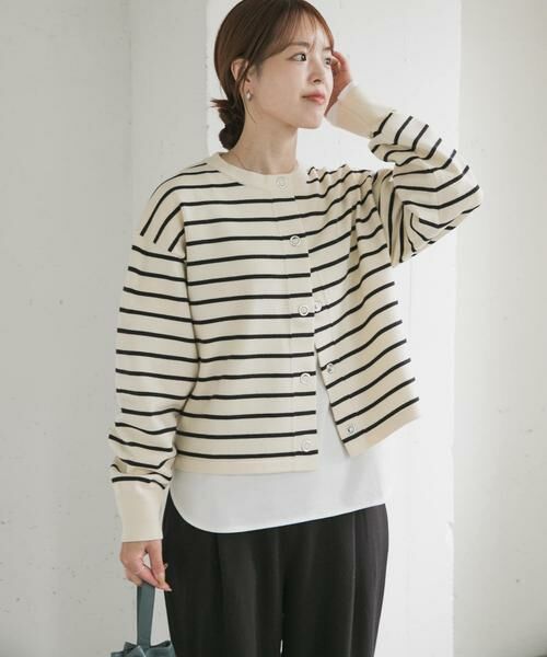 URBAN RESEARCH DOORS / アーバンリサーチ ドアーズ カーディガン・ボレロ | 『仁村紗和さん着用』『UR TECH 200日ニット』リングドットカーディガン | 詳細24