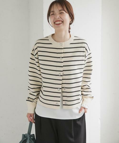 URBAN RESEARCH DOORS / アーバンリサーチ ドアーズ カーディガン・ボレロ | 『仁村紗和さん着用』『UR TECH 200日ニット』リングドットカーディガン | 詳細25