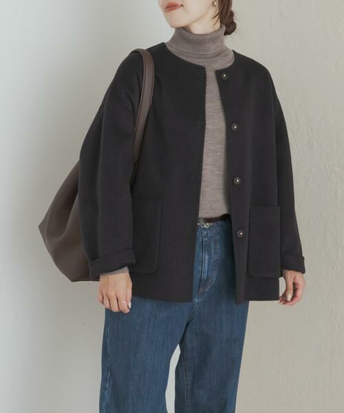 URBAN RESEARCH DOORS / アーバンリサーチ ドアーズ その他アウター | ウールリバーノーカーラミドルコート | 詳細14