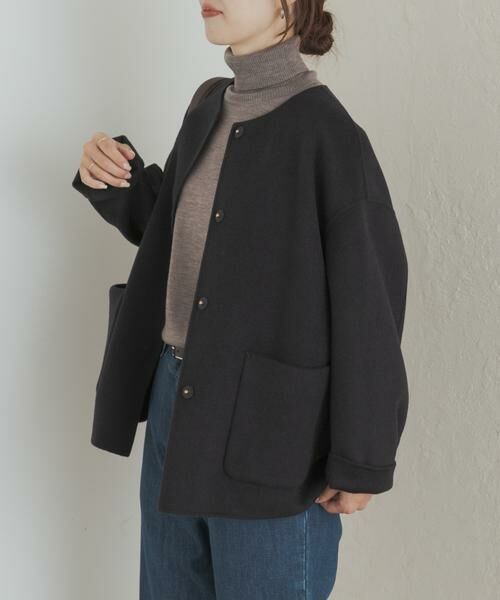 URBAN RESEARCH DOORS / アーバンリサーチ ドアーズ その他アウター | ウールリバーノーカーラミドルコート | 詳細16