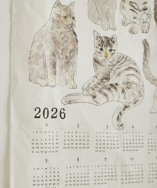 URBAN RESEARCH DOORS / アーバンリサーチ ドアーズ インテリア・インテリア雑貨 | 『WEB限定』2026 リネンカレンダー グレーの猫たち いろいろ | 詳細2