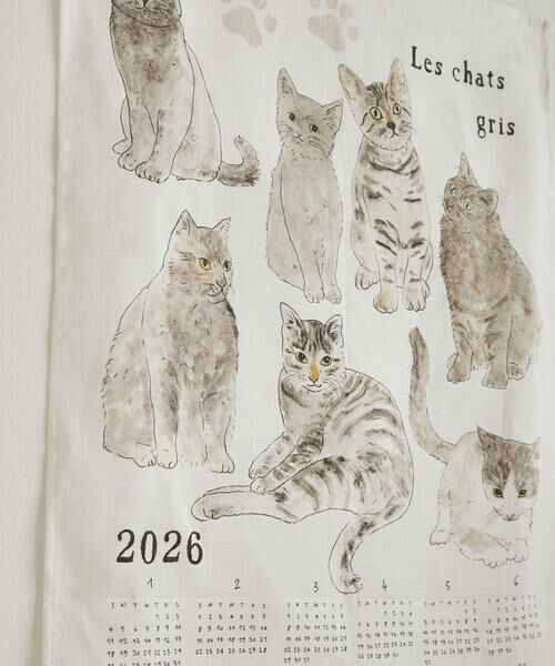 URBAN RESEARCH DOORS / アーバンリサーチ ドアーズ インテリア・インテリア雑貨 | 『WEB限定』2026 リネンカレンダー グレーの猫たち いろいろ | 詳細4
