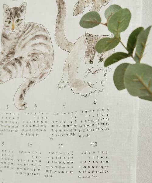 URBAN RESEARCH DOORS / アーバンリサーチ ドアーズ インテリア・インテリア雑貨 | 『WEB限定』2026 リネンカレンダー グレーの猫たち いろいろ | 詳細5