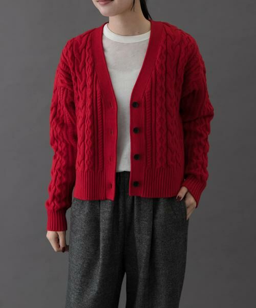 URBAN RESEARCH DOORS / アーバンリサーチ ドアーズ カーディガン・ボレロ | FORK&SPOON　ケーブルVネックカーディガン | 詳細2