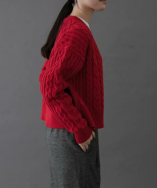 URBAN RESEARCH DOORS / アーバンリサーチ ドアーズ カーディガン・ボレロ | FORK&SPOON　ケーブルVネックカーディガン | 詳細5