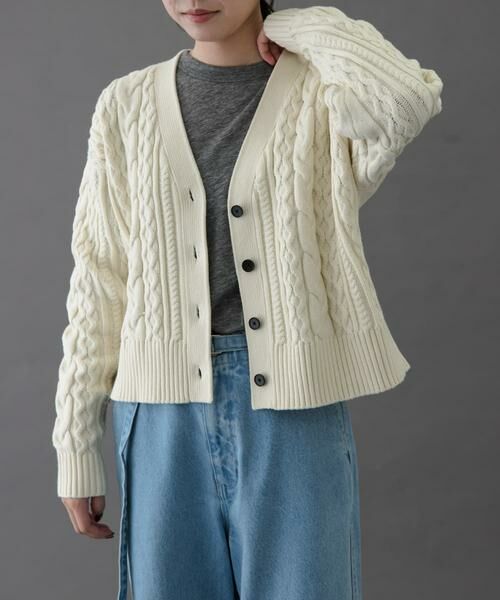 URBAN RESEARCH DOORS / アーバンリサーチ ドアーズ カーディガン・ボレロ | FORK&SPOON　ケーブルVネックカーディガン | 詳細23
