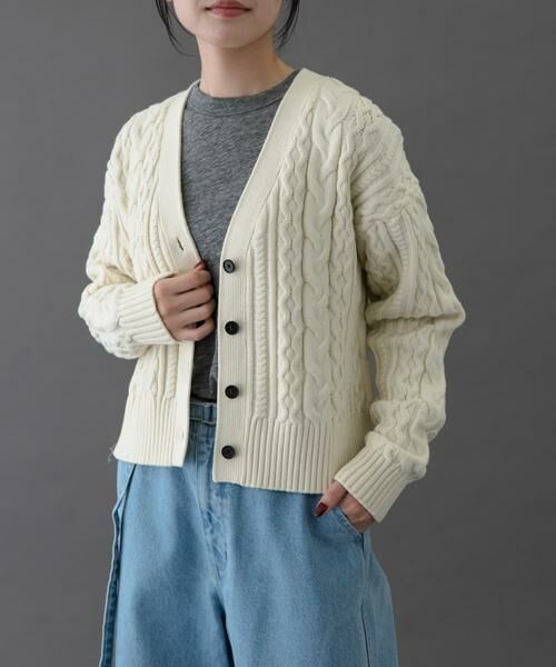 URBAN RESEARCH DOORS / アーバンリサーチ ドアーズ カーディガン・ボレロ | FORK&SPOON　ケーブルVネックカーディガン | 詳細24