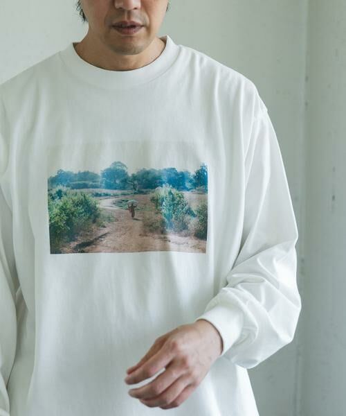 URBAN RESEARCH DOORS/アーバンリサーチ ドアーズ Grow Organic フォトプリントロングスリーブTシャツ オフホワイト M
