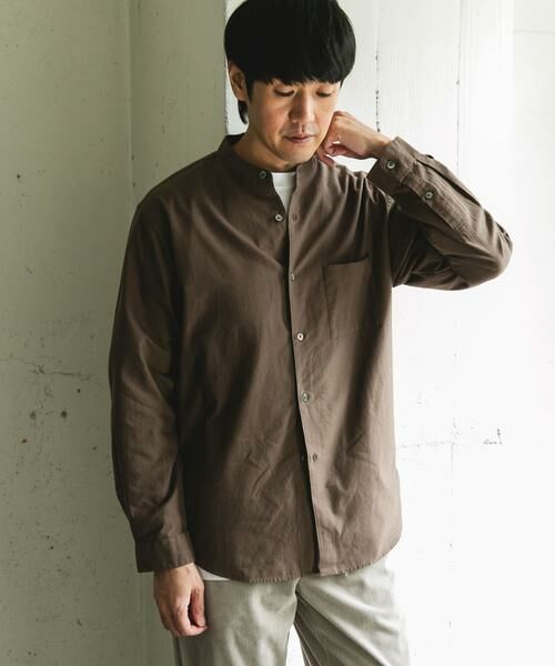 URBAN RESEARCH DOORS / アーバンリサーチ ドアーズ シャツ・ブラウス | ピーチ起毛 バンドカラー ロングスリーブシャツ | 詳細2