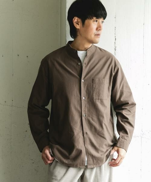 URBAN RESEARCH DOORS / アーバンリサーチ ドアーズ シャツ・ブラウス | ピーチ起毛 バンドカラー ロングスリーブシャツ | 詳細3