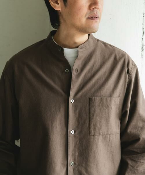 URBAN RESEARCH DOORS / アーバンリサーチ ドアーズ シャツ・ブラウス | ピーチ起毛 バンドカラー ロングスリーブシャツ | 詳細5