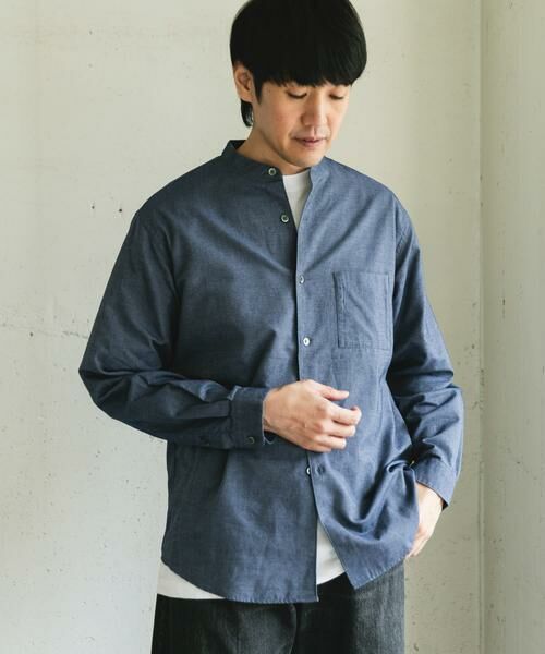 URBAN RESEARCH DOORS / アーバンリサーチ ドアーズ シャツ・ブラウス | ピーチ起毛 バンドカラー ロングスリーブシャツ | 詳細15