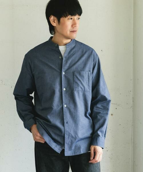 URBAN RESEARCH DOORS / アーバンリサーチ ドアーズ シャツ・ブラウス | ピーチ起毛 バンドカラー ロングスリーブシャツ | 詳細16