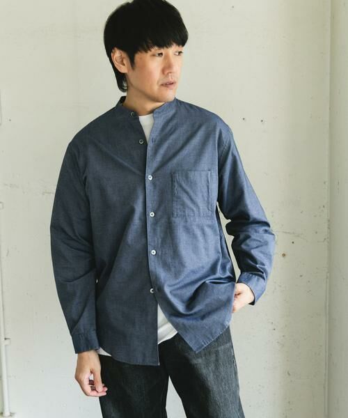 URBAN RESEARCH DOORS / アーバンリサーチ ドアーズ シャツ・ブラウス | ピーチ起毛 バンドカラー ロングスリーブシャツ | 詳細17