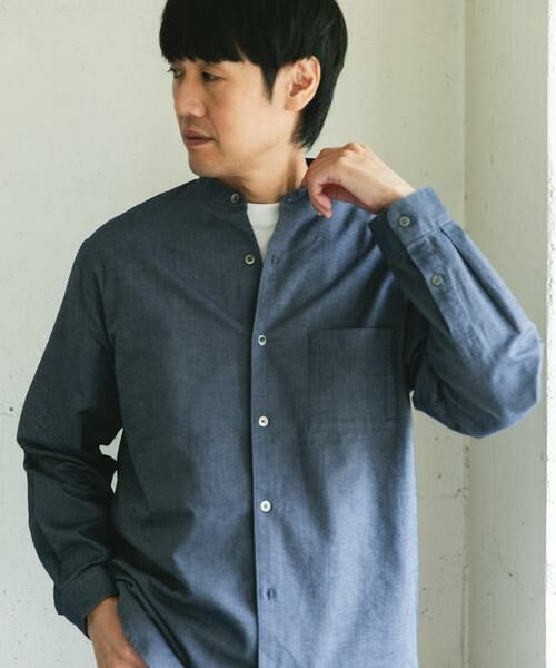 URBAN RESEARCH DOORS / アーバンリサーチ ドアーズ シャツ・ブラウス | ピーチ起毛 バンドカラー ロングスリーブシャツ | 詳細18