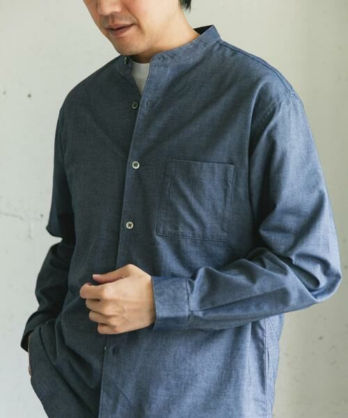 URBAN RESEARCH DOORS / アーバンリサーチ ドアーズ シャツ・ブラウス | ピーチ起毛 バンドカラー ロングスリーブシャツ | 詳細19