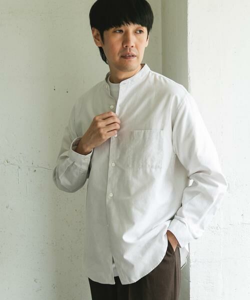 URBAN RESEARCH DOORS / アーバンリサーチ ドアーズ シャツ・ブラウス | ピーチ起毛 バンドカラー ロングスリーブシャツ | 詳細29